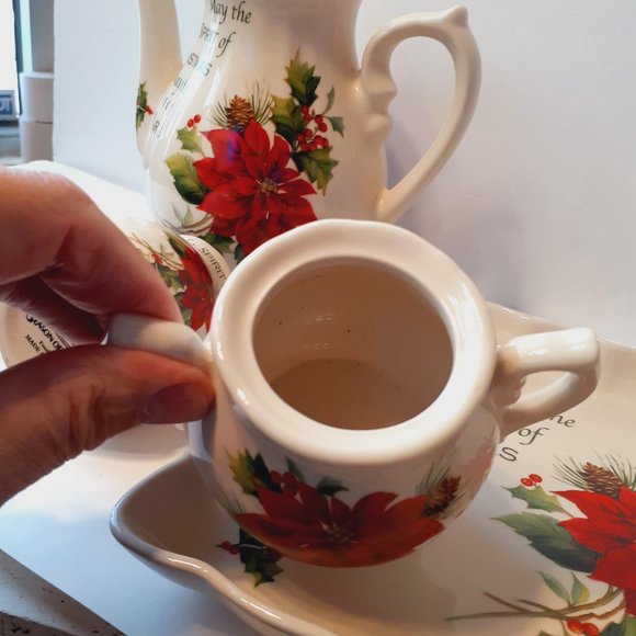 Cracker Barrel Christmas Season Of Peace Tea Set And Serving Platter - Picture 5 of 11